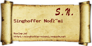 Singhoffer Noémi névjegykártya